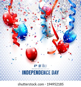 Independence day - vector background with confetti and balloons