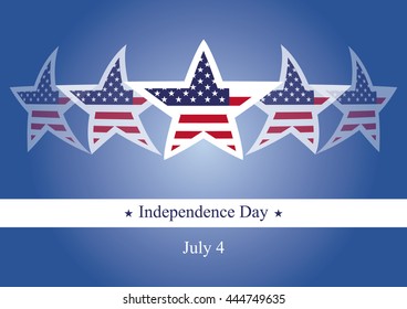 Independence Day vector. Blue background with stars and stripes. Important day