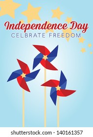 Independence Day Vector Design with Pinwheels and Stars