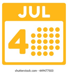 Independence Day vector icon. Style is flat symbol, yellow color, rounded angles, white background.