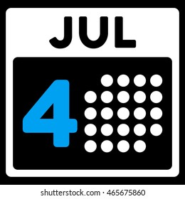 Independence Day vector icon. Style is bicolor flat symbol, blue and white colors, rounded angles, black background.