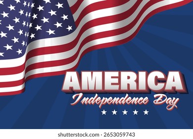 Independence Day Vector Illustration with American Flag.