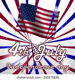 Independence day, vector illustration with US flag on the background/Design for poster print or creative editing