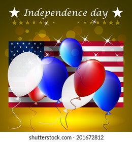 Independence day, vector illustration with US flag on the background/design for poster, print or creative editing