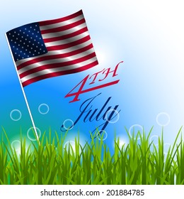 Independence day vector illustration with USA flag on the background/design for poster, print or creative editing