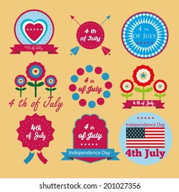 Independence day vector labels set