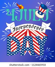 Independence Day, vector, postcard, card 4 July, forth July, independence