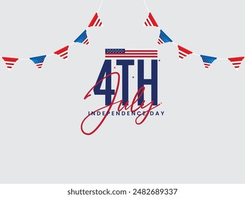 Independence Day vector typography text template. 4th of July Independence Day banner text design. 4th July Independence Day word mark design. Font. Handwritten.