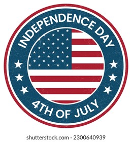 independence day vector, independence day usa badge, independence day icon, united states of america independence day on 4th july seal, stamp, emblem, sticker,  patch, label vector illustration