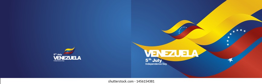 Independence Day Venezuela Flag Ribbon Two Fold Landscape Background