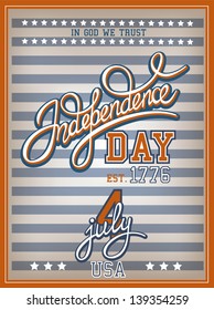 Independence Day vintage poster with calligraphic handwritten header