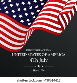 Independence Day with waving flag on dark background.Vector