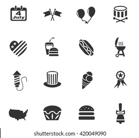 independence day web icons for user interface design