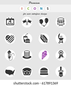 independence day web icons for user interface design
