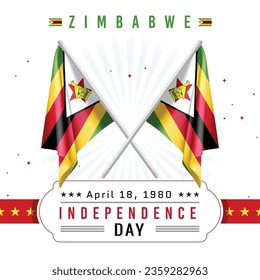 Independence Day of Zimbabwe with Flag