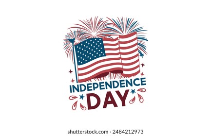 independence day-4th Of July t shirt design,Hand drawn vintage illustration with hand Cricut  for,Cut Files For stickers, Templet, mugs, etc Vector EPS 10
