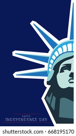 Independence Day,Portrait.Statue of Liberty.USA.Download banner layout.Celebration on July 4th.Flat banner.Font 3D letters, white text.