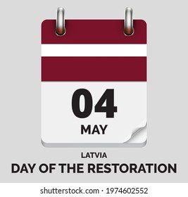 Independence Day,Republic Day Latvia - 04 May, days of year flat realistic calendar icon Independence Day vector image with Latvia flag