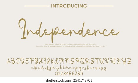 Independence Font Stilvoller Pinsel gemalt ein Großbuchstaben, Vektorbuchstaben, Alphabet, Schrift