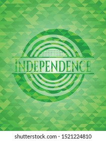 Independence green emblem with mosaic background. Vector Illustration. Detailed.