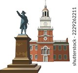 Independence Hall Building Vector Illustration