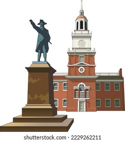 Independence Hall Building Vector Illustration