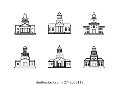 independence hall icon line art vector outline illustration isolated
