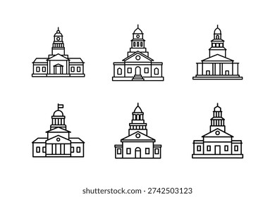 independence hall icon line art vector outline illustration isolated