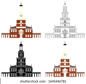 Independence hall of Philadelphia colored