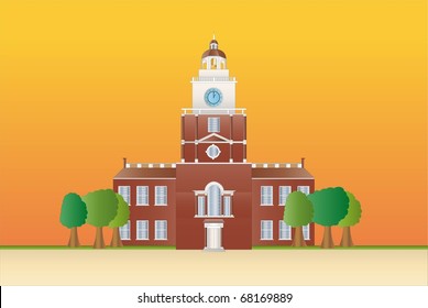 independence hall at sundown ( background on separate layer)