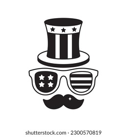 Independence Hat  doodle vector outline icon. EPS 10 file