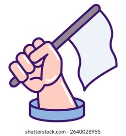 Independence icon represented by holding flag Lineal Color style.