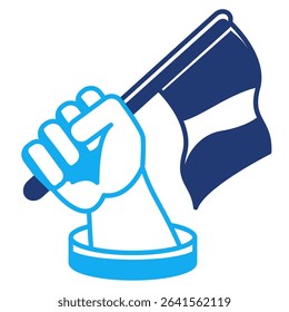 Independence icon represented by holding flag Dualtone style.