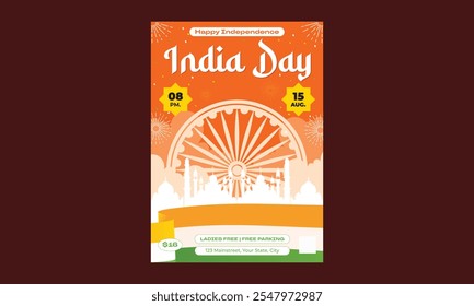  Independence India Day Flyer. Kreatives Grafikdesign für Vektorgrafiken.