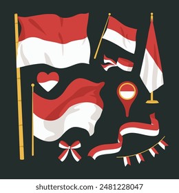 Independence Indonesian Flag Vector Illustration