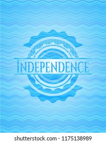 Independence light blue water wave badge background.