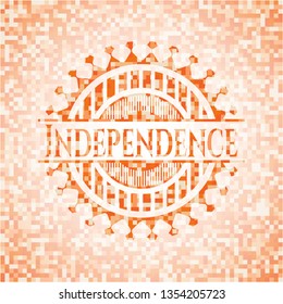 Independence orange tile background illustration. Square geometric mosaic seamless pattern with emblem inside.