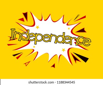 independence pop art label with comic style for marketing product