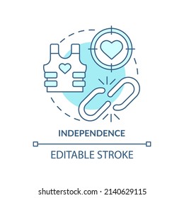 Independence turquoise concept icon. Foreign assistance rule abstract idea thin line illustration. Maintaining autonomy. Isolated outline drawing. Editable stroke. Arial, Myriad Pro-Bold fonts used