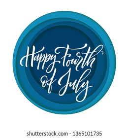 Independence USA national day. Hand drawn poster design with lettering. American republic day greeting card. illustration.