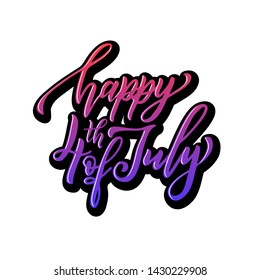 Independence USA national day. Hand drawn poster design with lettering. American republic day greeting card. illustration.