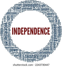 Independence word cloud conceptual design isolated on white background.