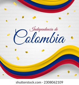 Independencia de Colombia or Colombia independence day greeting background with traditional patterns, and flags