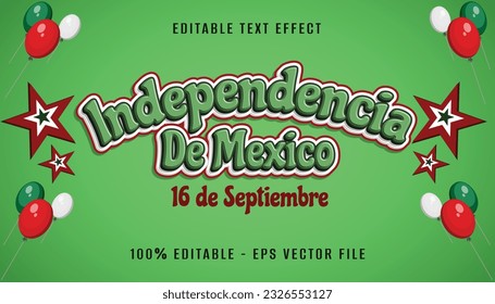 independencia de mexico 3d text effect design 