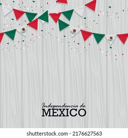 independencia de mexico lettering postcard with garlands