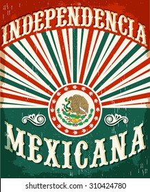 Independencia Mexicana - Mexican independence vintage poster design - mexican flag patriotic colors