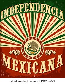 Independencia Mexicana - Mexican independence vintage poster design - mexican flag patriotic colors