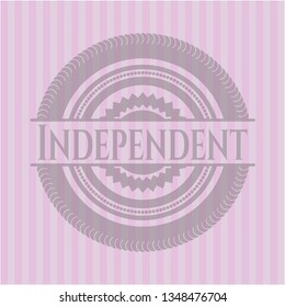 Independent badge with pink background