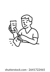  Independent colostomy care, vector illustration 