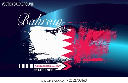 Independent Day of Bahrain.  Bahrain National Day 16 December. Vector Bahrain flag from paint brush. Vector illustration, suitable for your project: website, poster, display, banner, brosur, 